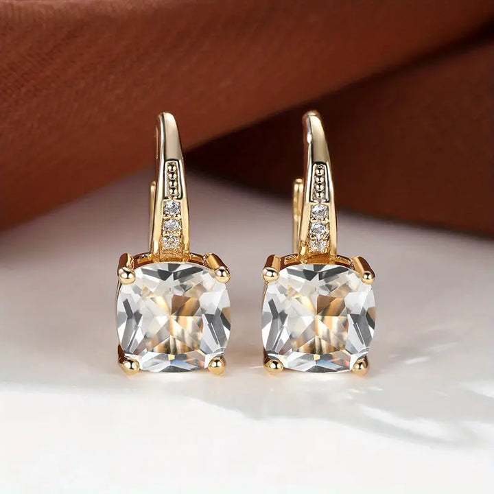 Mystic Sapphire Stone Hoop Earrings | Gold